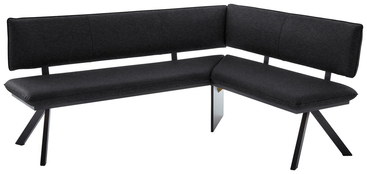 ECKBANK 190/150 cm  in Schwarz  - Schwarz, MODERN, Textil/Metall (190/150cm) - Cantus