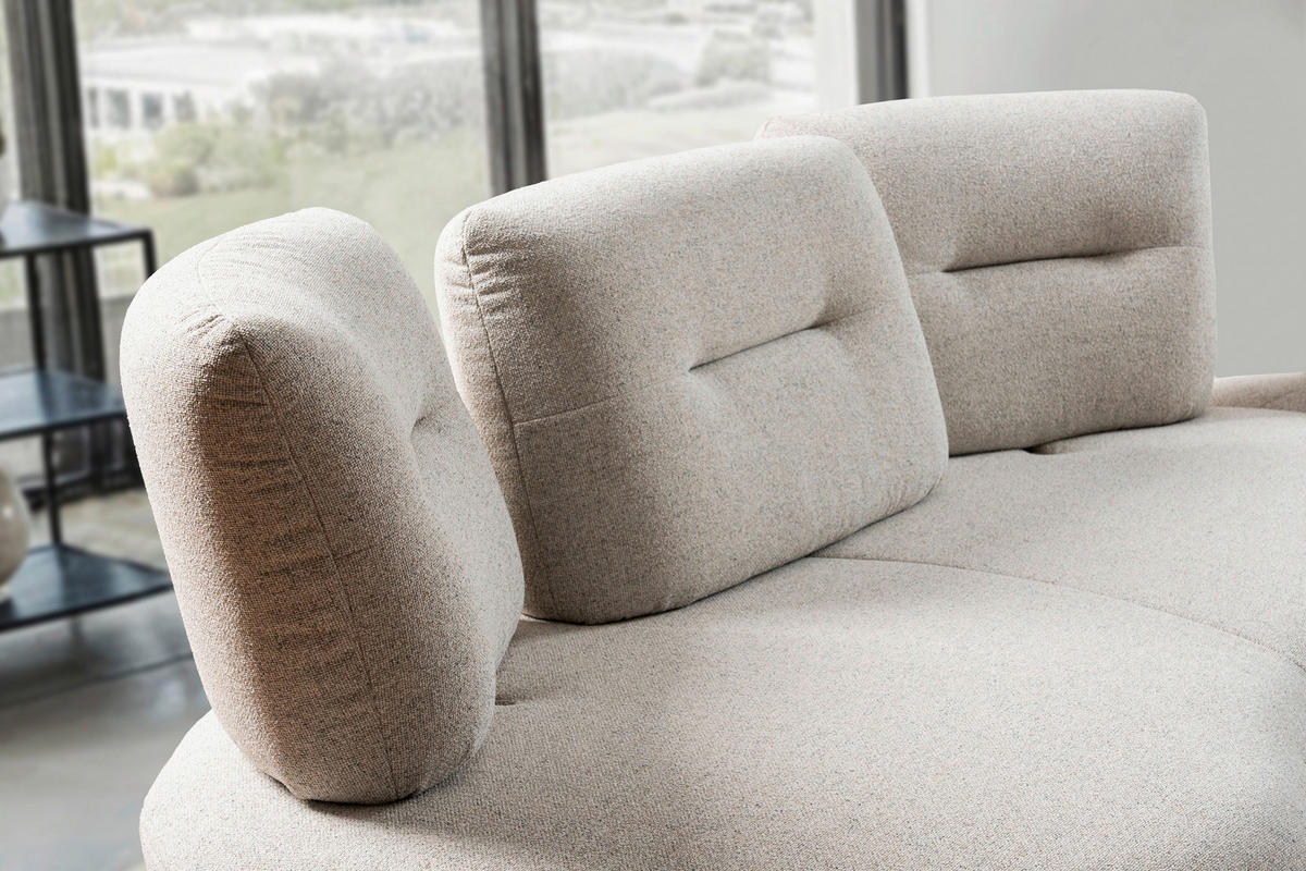 BIGSOFA Flachgewebe Beige  - Beige/Schwarz, Design, Textil/Metall (456/93/138cm) - Moderano