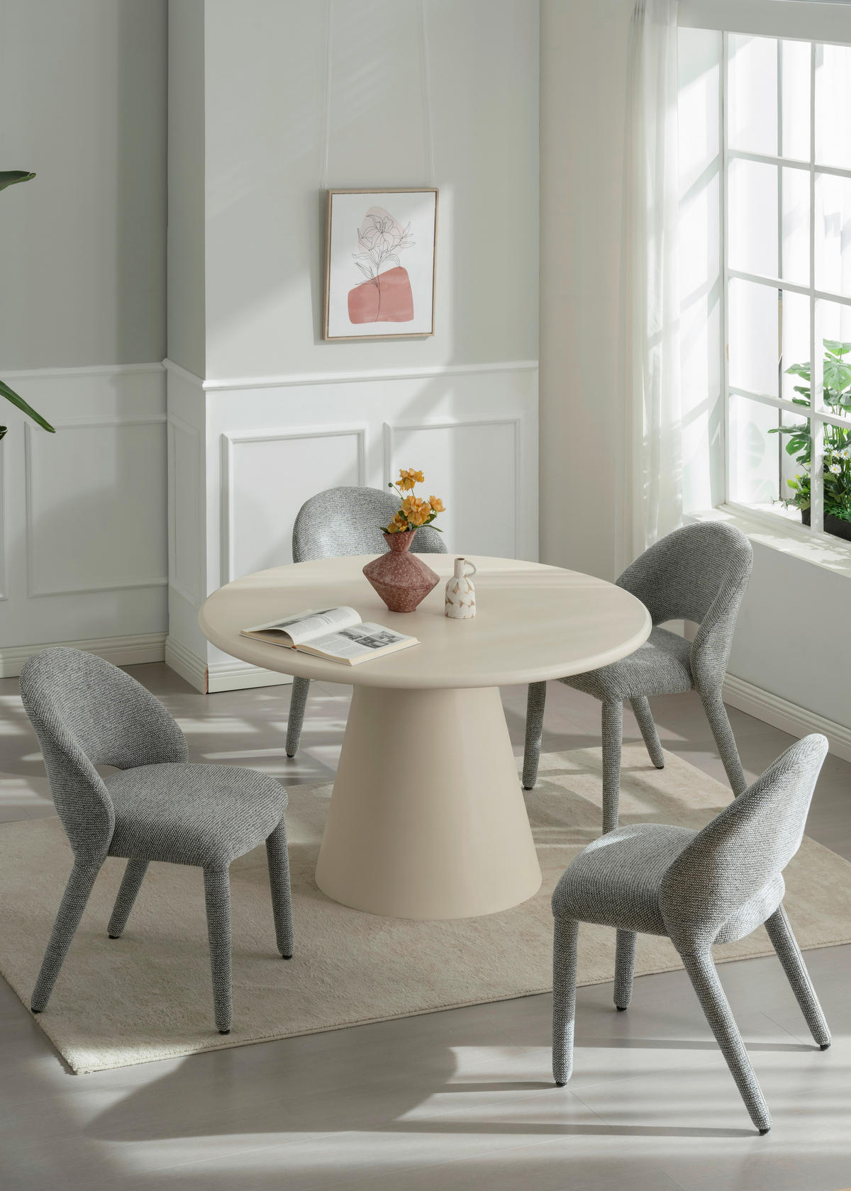 STUHL  Stoffauswahl Leinenoptik  - Beige/Grau, Design, Textil (54/81/59cm) - Ambia Home