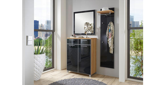 SCHUHSCHRANK 84/108/37 cm - Chromfarben/Eichefarben, Design, Glas/Holz (84/108/37cm) - Novel
