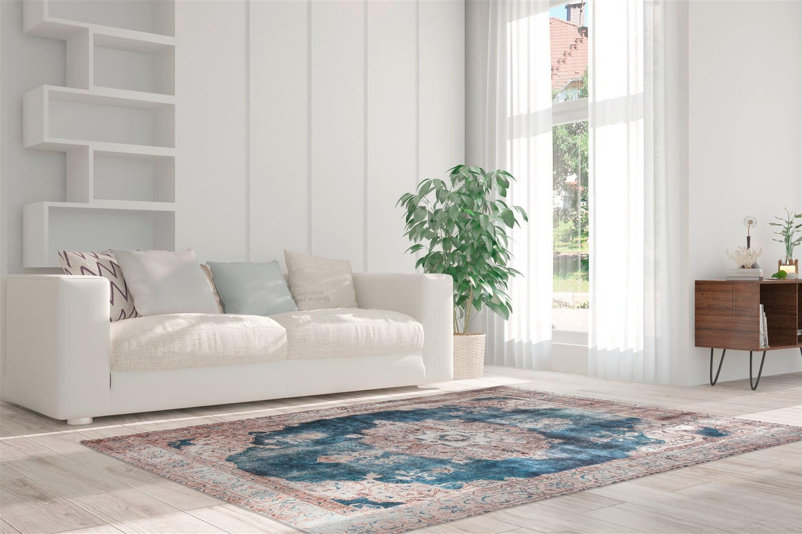 FLACHWEBETEPPICH 140/200 cm Vintage 8400 Creme / Blau Blau, Creme  - Blau/Creme, KONVENTIONELL, Textil (140/200cm)
