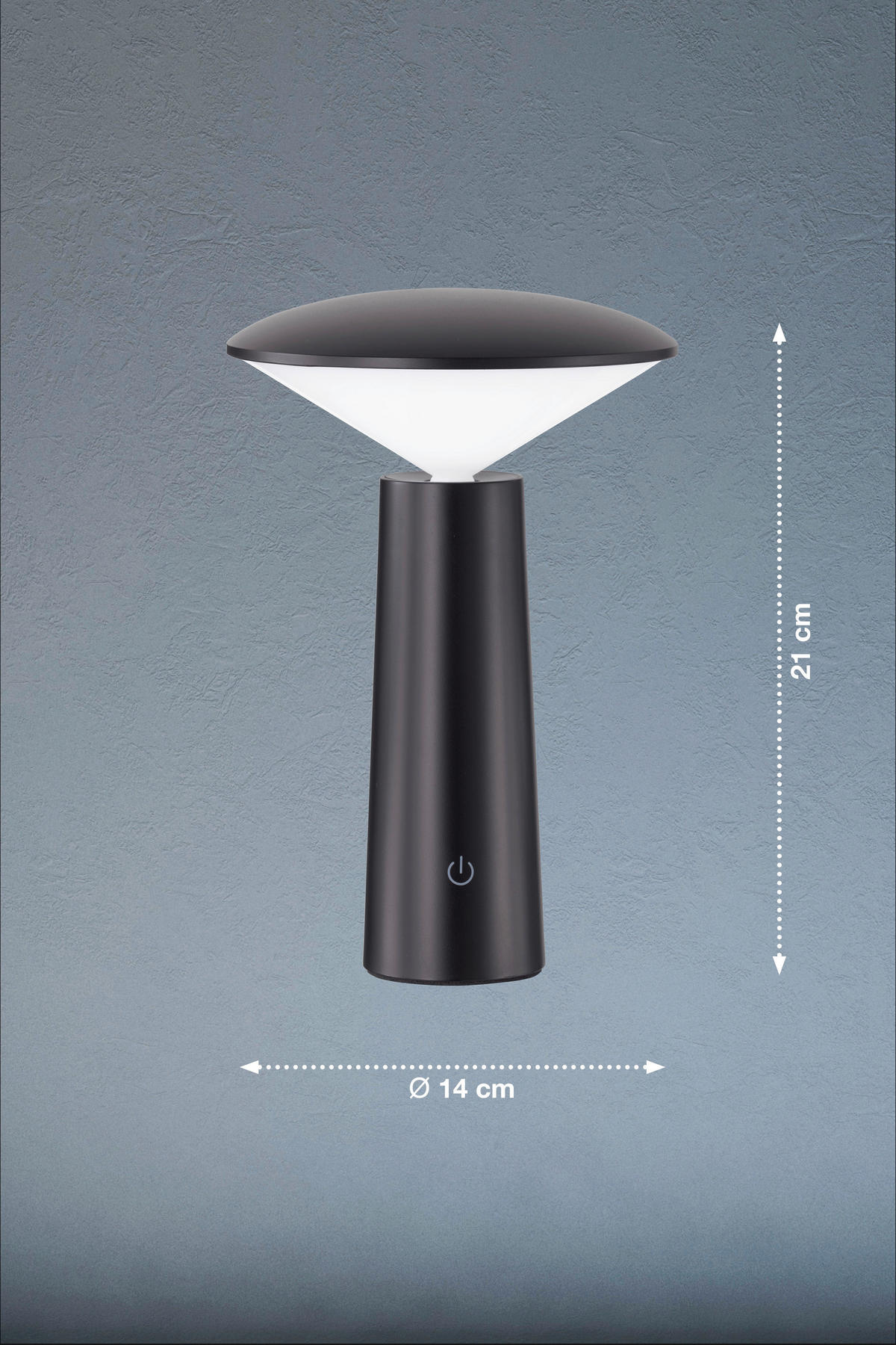 AKKU-TISCHLEUCHTE Pinto 13,9/21 cm  - Schwarz, Design, Kunststoff (13,9/21cm) - Schöner Wohnen