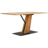 ESSTISCH Eiche massiv, furniert rechteckig Naturfarben, Schwarz  - Schwarz/Naturfarben, MODERN, Holz/Holzwerkstoff (160/90/76cm) - MID.YOU