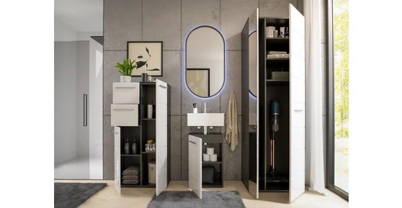 HOCHSCHRANK 60/190/31 cm  - Chromfarben/Weiß Hochglanz, KONVENTIONELL, Holzwerkstoff/Kunststoff (60/190/31cm) - Xora