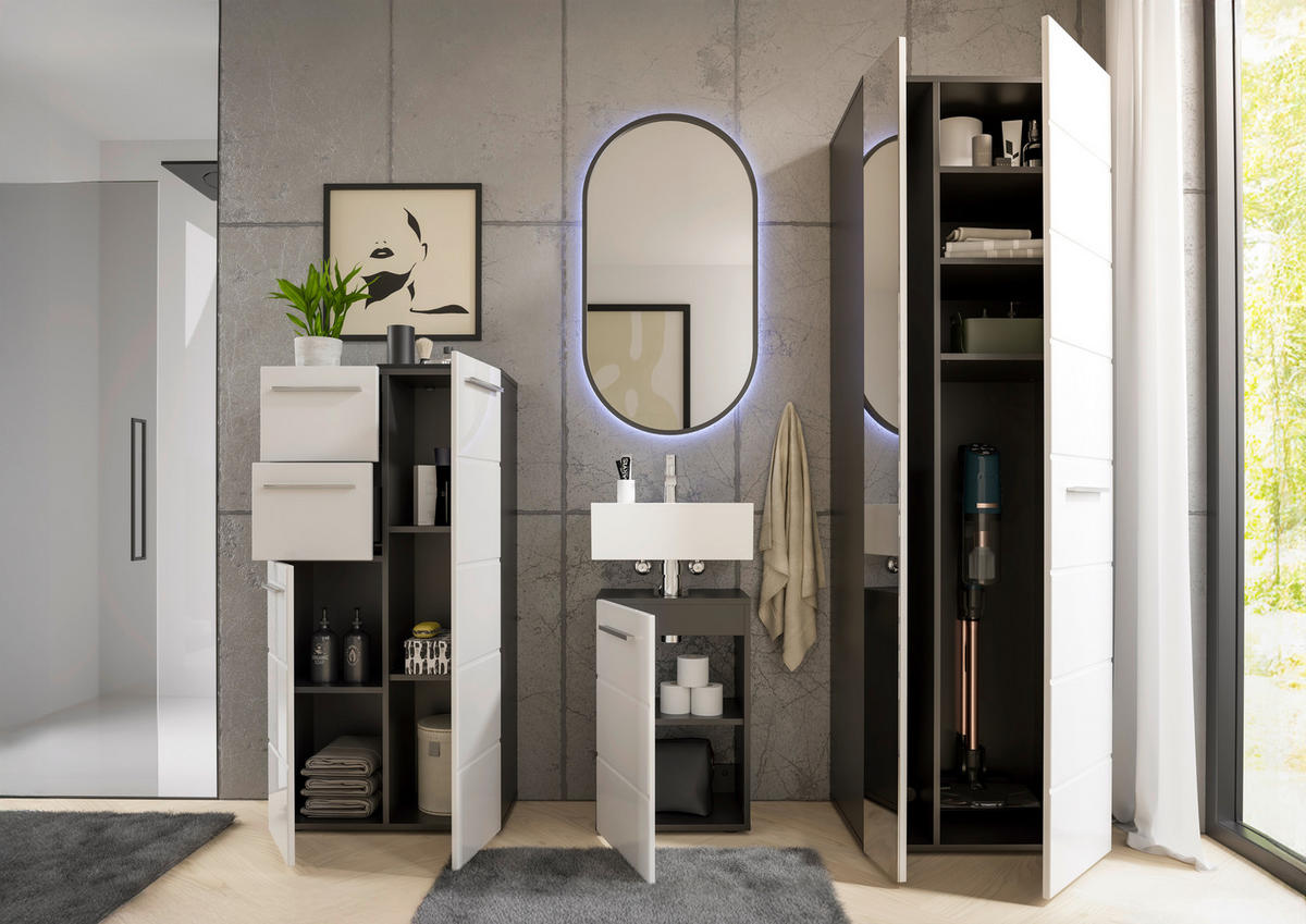 MIDISCHRANK 60/121/31 cm  - Chromfarben/Weiß Hochglanz, KONVENTIONELL, Holzwerkstoff/Kunststoff (60/121/31cm) - Xora