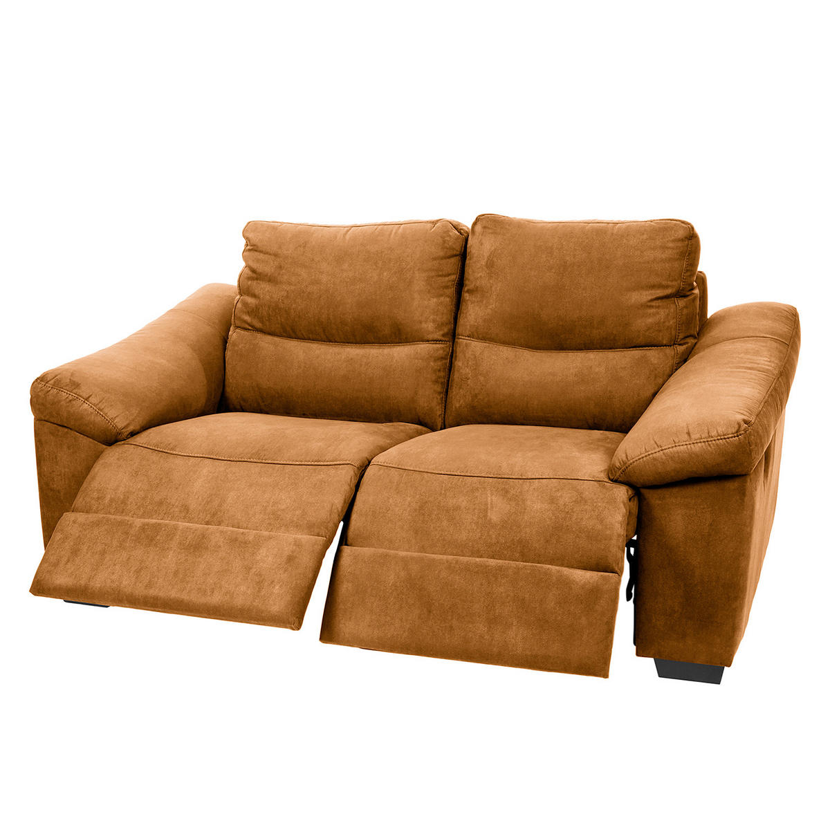 2-SITZER-SOFA HAMPTON in Flachgewebe Cognac Landhaus  - Cognac/Schwarz, Design, Holz/Textil (174/97/97cm) - Livetastic