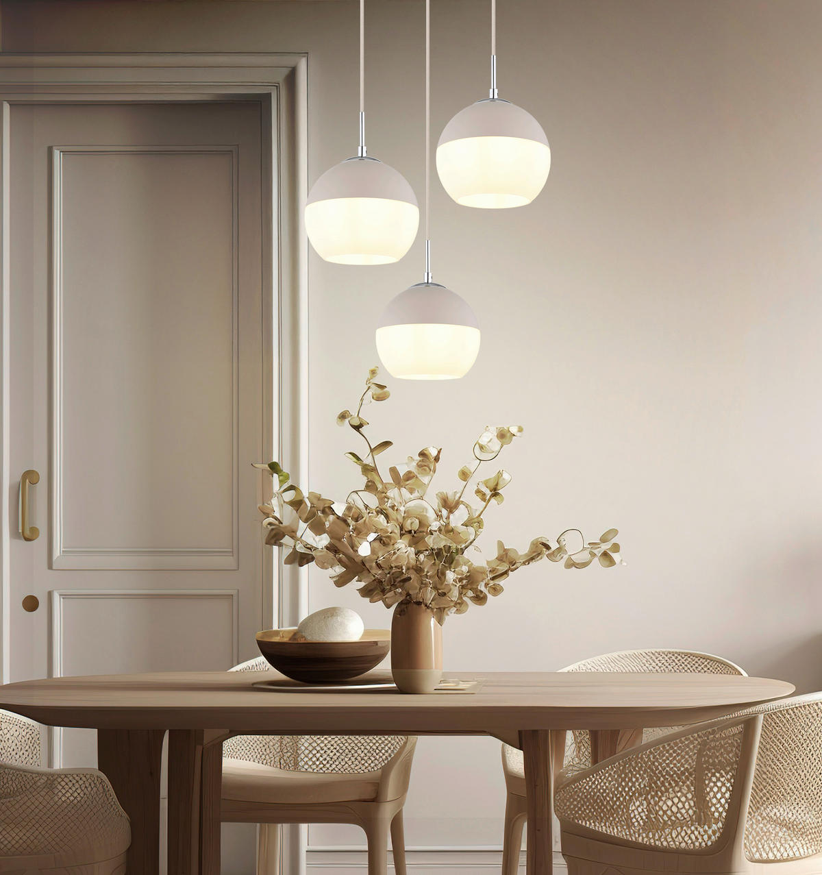 HÄNGELEUCHTE 42,5/120 cm   - Sandfarben/Chromfarben, Trend, Glas/Metall (42,5/120cm) - Collet's Monde