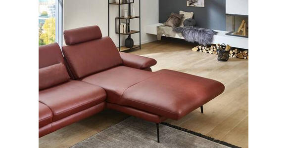 ECKSOFA in Echtleder Dunkelrot  - Schwarz/Dunkelrot, Design, Leder/Metall (310/180cm) - Dieter Knoll