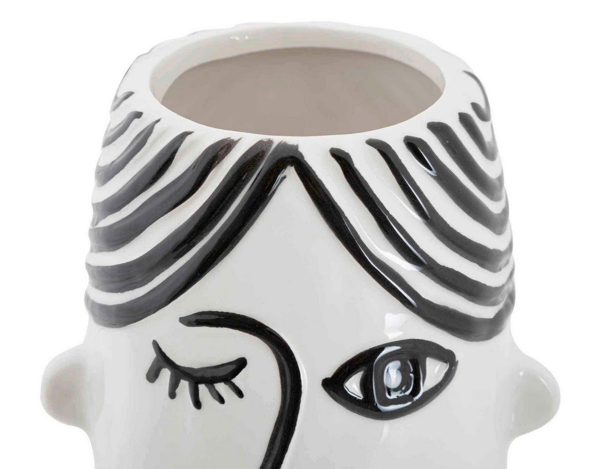 Vase Face  - Schwarz/Weiß, Basics, Keramik (13.2/26.3/11.8cm)