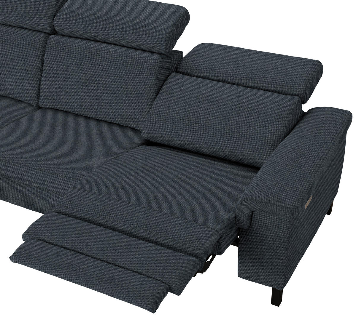 ECKSOFA in Flachgewebe Anthrazit  - Anthrazit/Schwarz, Konventionell, Textil/Metall (182/304cm) - Pure Home Comfort