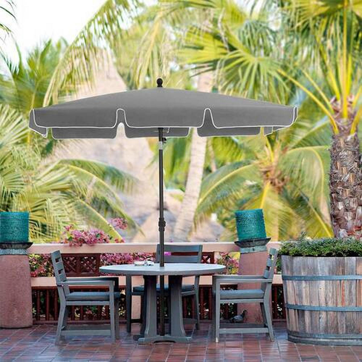 SONNENSCHIRM  180/125 cm  - Schwarz/Grau, Basics, Textil/Metall (180/125cm) - Modante