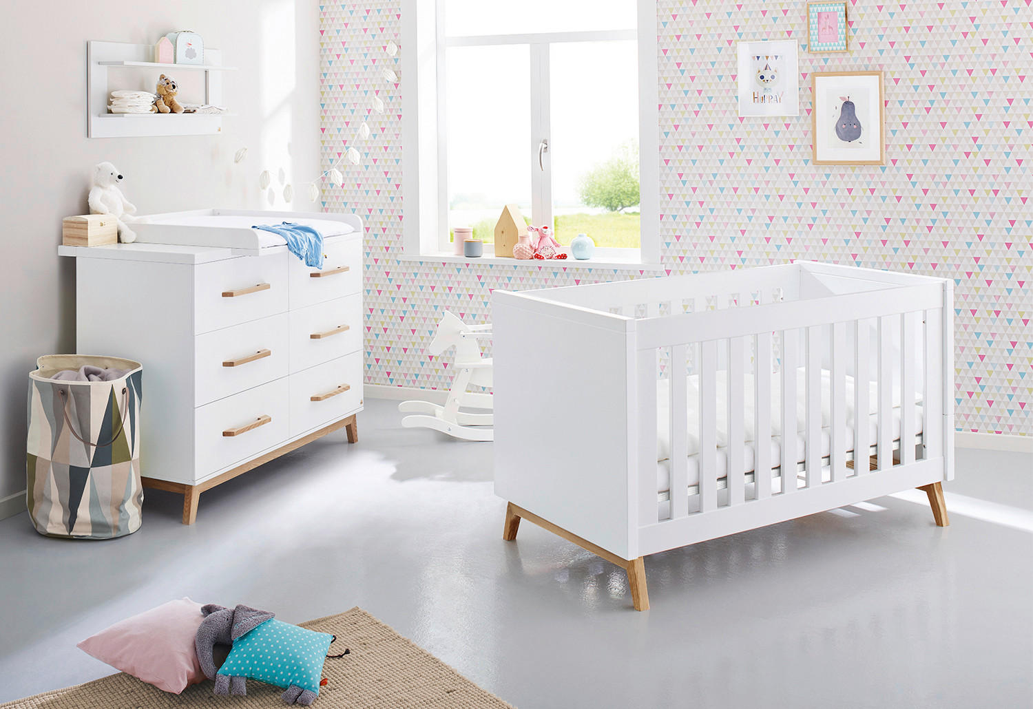 BABYZIMMER PINOLINO RIVA  - Eschefarben/Weiß, Design, Holzwerkstoff - Pinolino