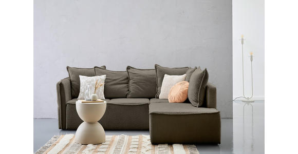 ECKSOFA Taupe Chenille  - Taupe/Schwarz, KONVENTIONELL, Kunststoff/Textil (233/193cm) - Carryhome