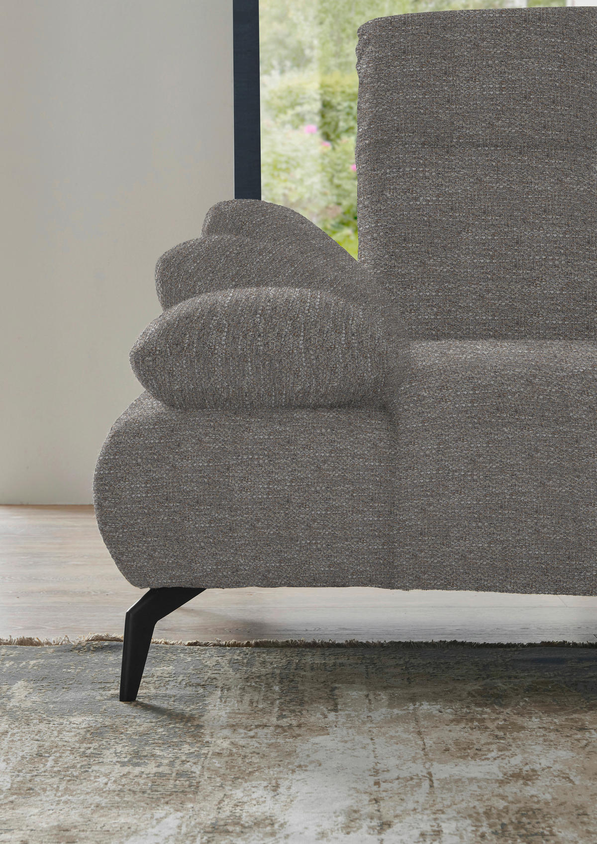 ECKSOFA in Webstoff Hellgrau  223/290 cm  - Hellgrau/Schwarz, Design, Textil/Metall (223/290cm) - Moderano