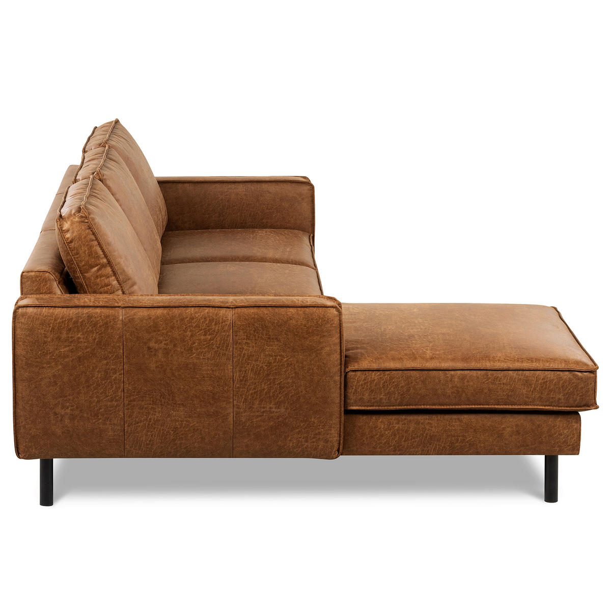 ECKSOFA Hellbraun Echtleder Lederlook Bettkasten, Schlaffunktion, Rücken echt  - Hellbraun/Schwarz, Design, Leder/Textil (166/238cm) - Livetastic