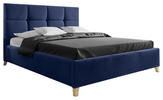 POLSTERBETT 140/220 cm  in Dunkelblau  - Buchefarben/Dunkelblau, KONVENTIONELL, Holz/Textil (140/220cm) - Carryhome