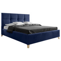 POLSTERBETT 140/220 cm  in Dunkelblau  - Buchefarben/Dunkelblau, KONVENTIONELL, Holz/Textil (140/220cm) - Carryhome