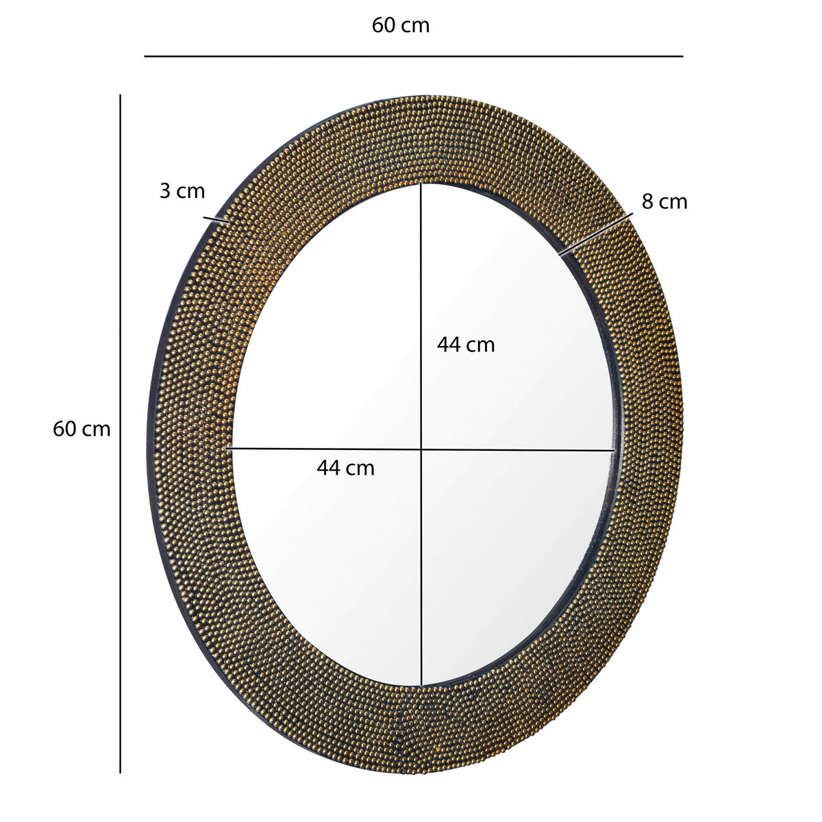 STENSKO OGLEDALO, 60/60/3 cm steklo  - zlate barve, Design, kovina/steklo (60/60/3cm) - MID.YOU