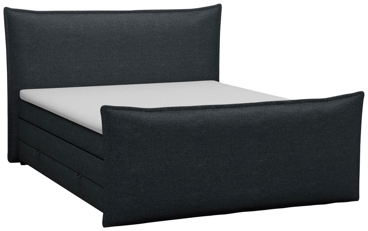 BOXSPRINGBETT 160/200 cm  in Grau  - Schwarz/Grau, MODERN, Textil (160/200cm) - MID.YOU