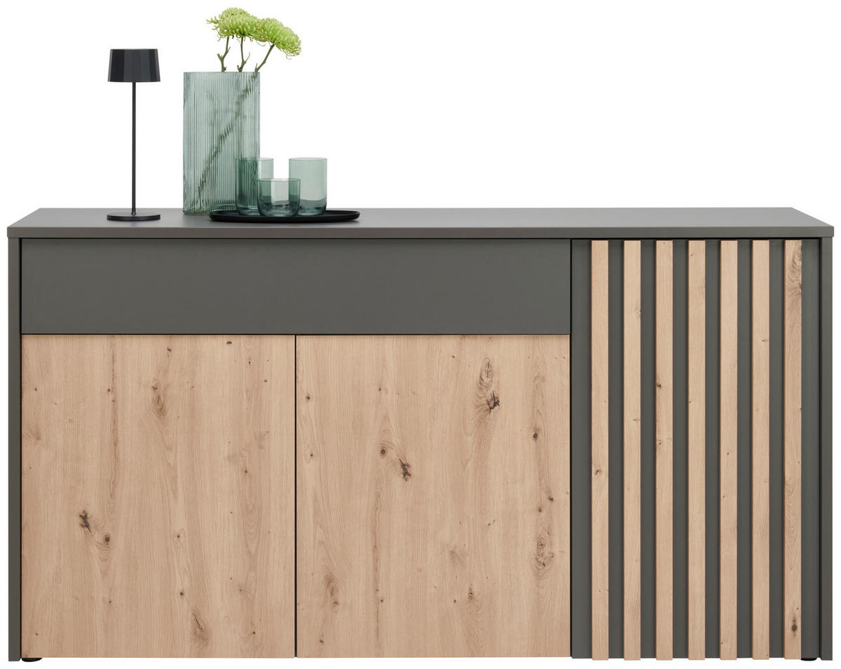 SIDEBOARD Grau, Eiche Artisan  164,2/87,9/42 cm  - Eiche Artisan/Grau, Trend, Holzwerkstoff (164,2/87,9/42cm) - Carryhome