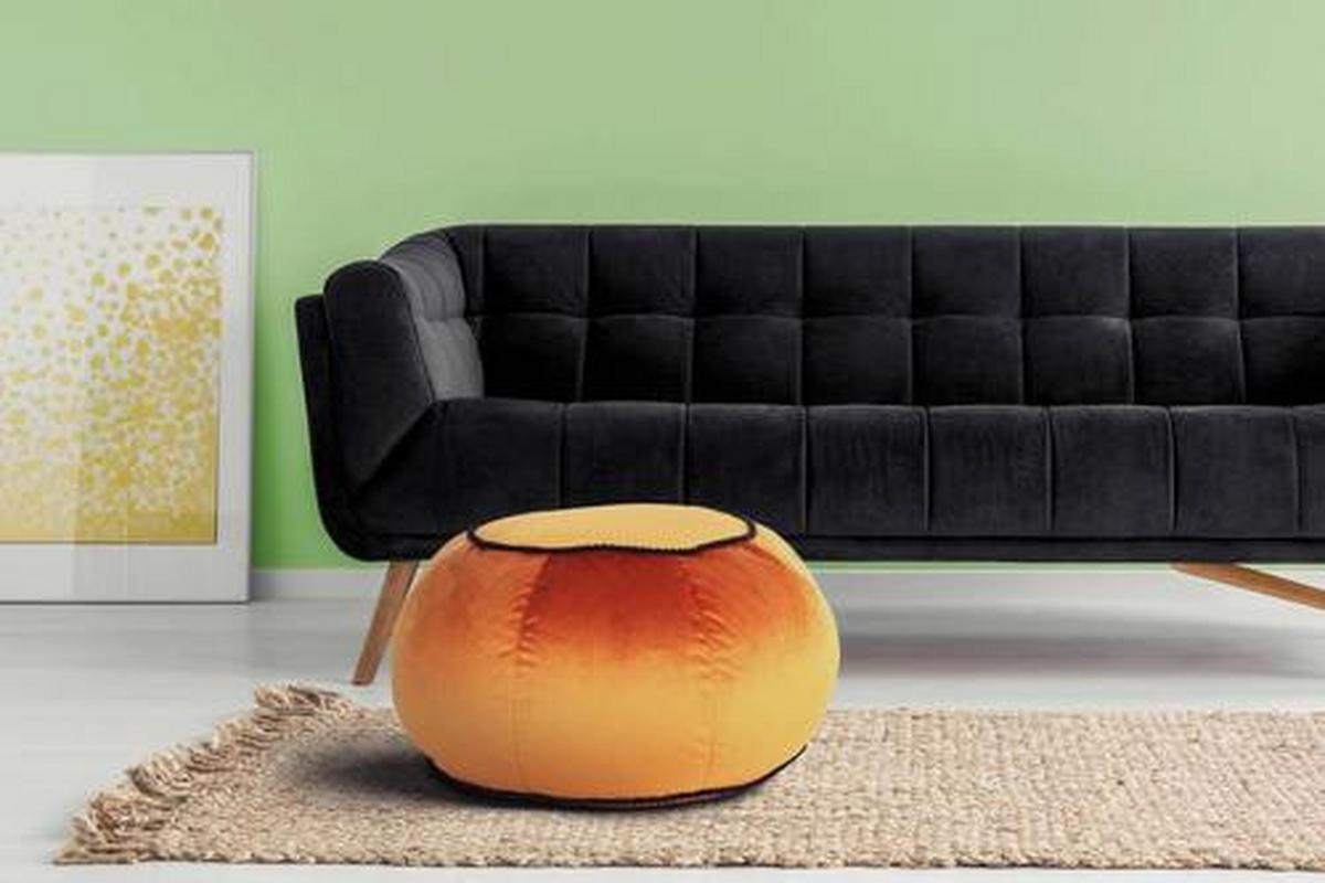 TABURETKA „PUFF“, 65/35/65 cm - oranžová/bronzová, Modern, textil (65/35/65cm) - Livetastic