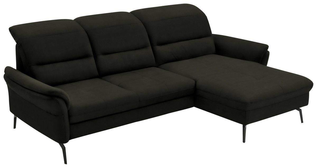 ECKSOFA in Flachgewebe Dunkelgrün  - Dunkelgrün/Schwarz, Konventionell, Textil/Metall (260/181cm) - Beldomo Speed