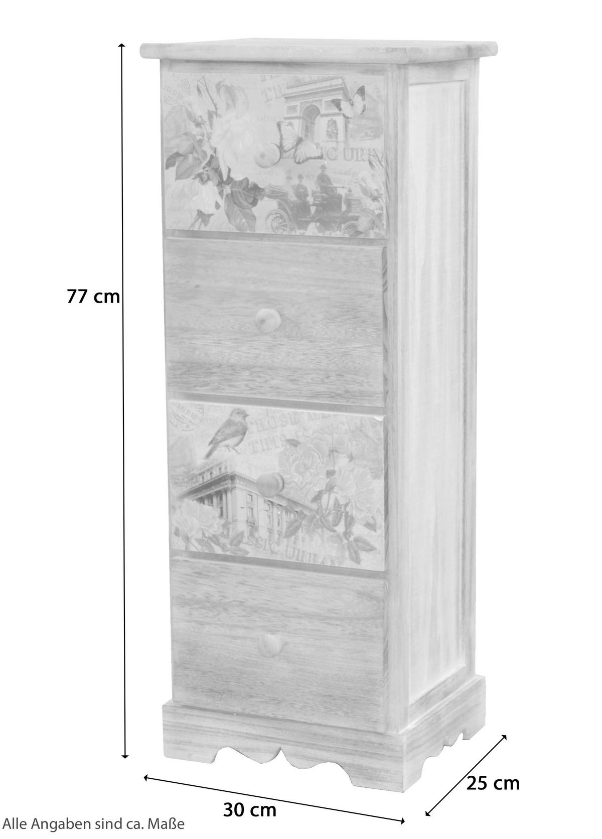 KOMMODE , , 4 Schublade(n)  - Weiß, Design, Holzwerkstoff (25/30/77cm) - MID.YOU