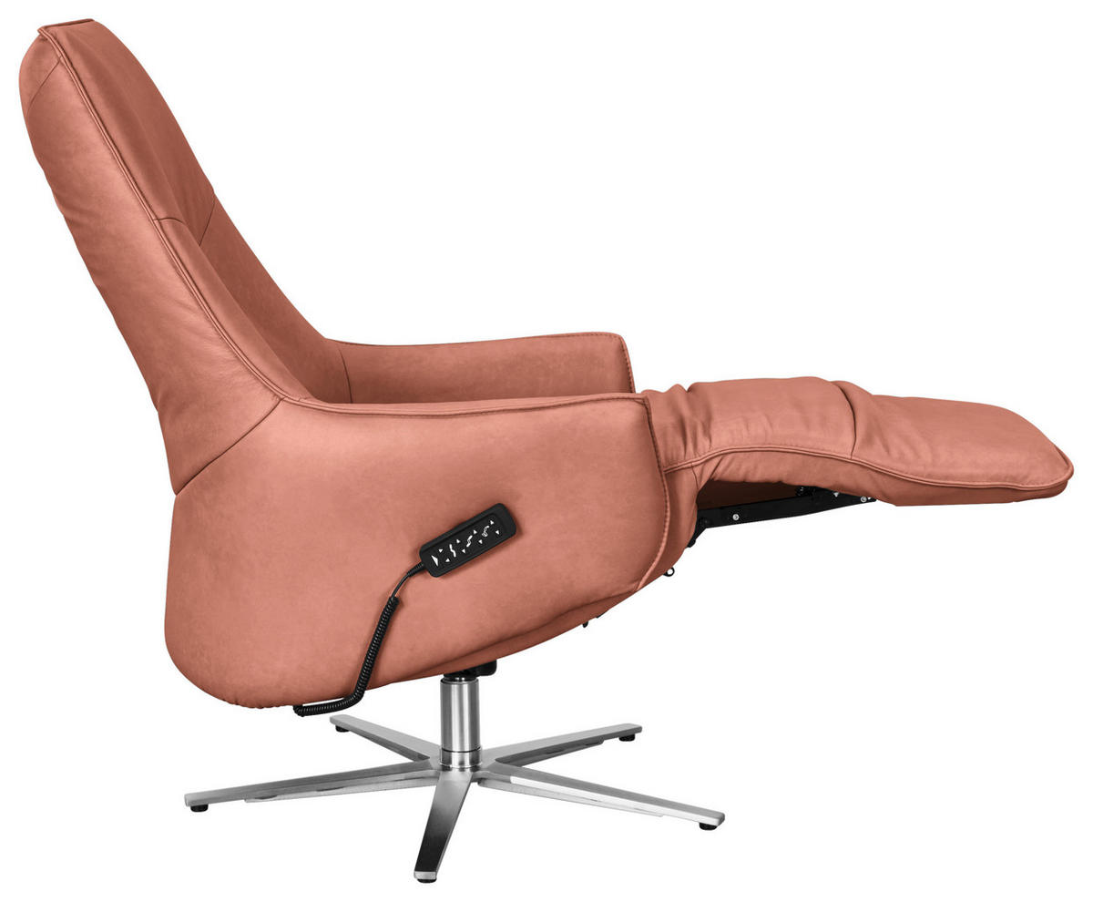 RELAXSESSEL in Leder Koralle  - Edelstahlfarben/Koralle, Design, Leder/Metall (70/120/88cm) - Himolla