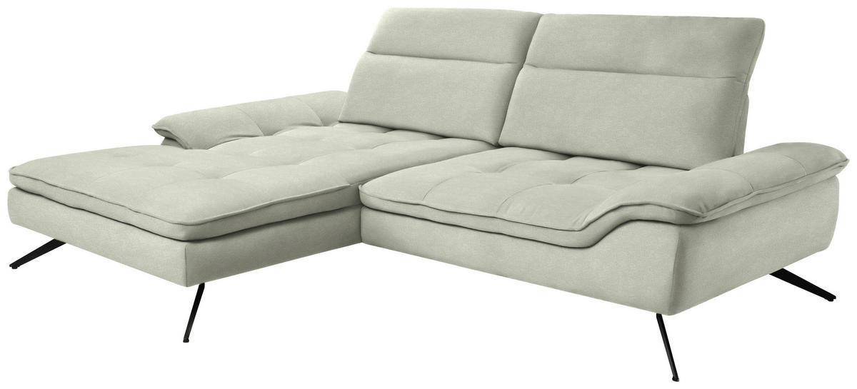 ECKSOFA in Chenille Greige  - Greige/Schwarz, Design, Textil/Metall (179-202/288cm) - Stylife