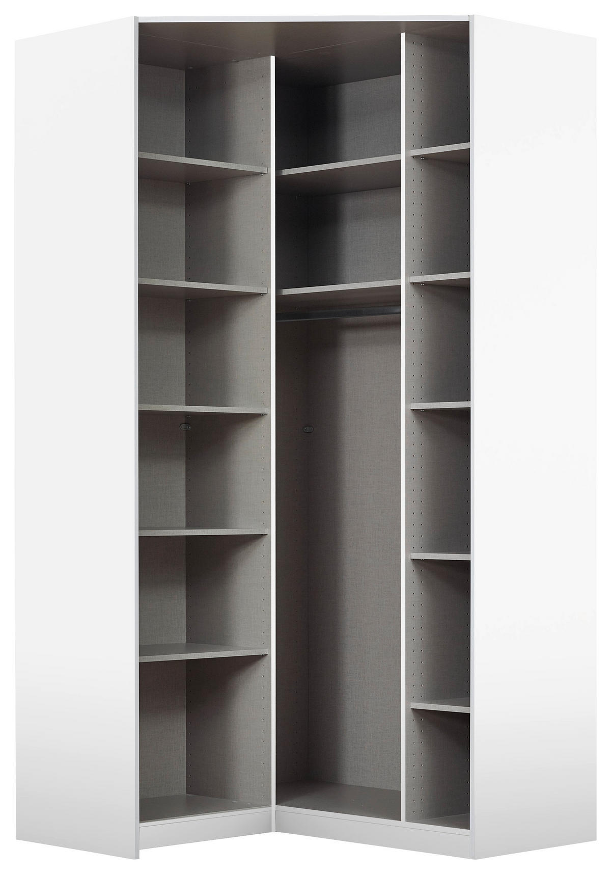 ECKKLEIDERSCHRANK 117/229/117 cm  - Weiss/Alufarben, Modern, Holzwerkstoff (117/229/117cm) - Rauch Möbel