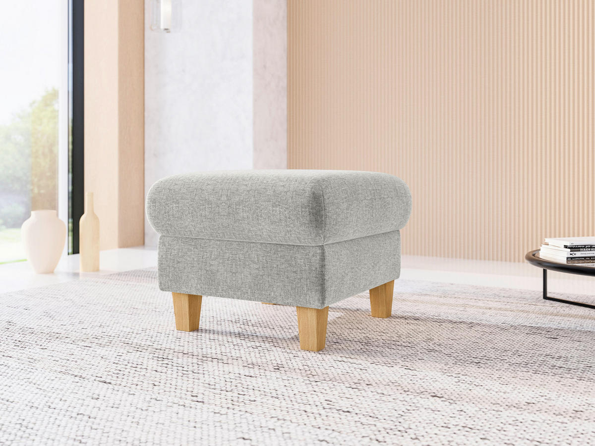 HOCKER GLENDALE E Flachgewebe Hellgrau  - Eichefarben/Hellgrau, KONVENTIONELL, Holz/Textil (58/48/58cm) - Sit & More