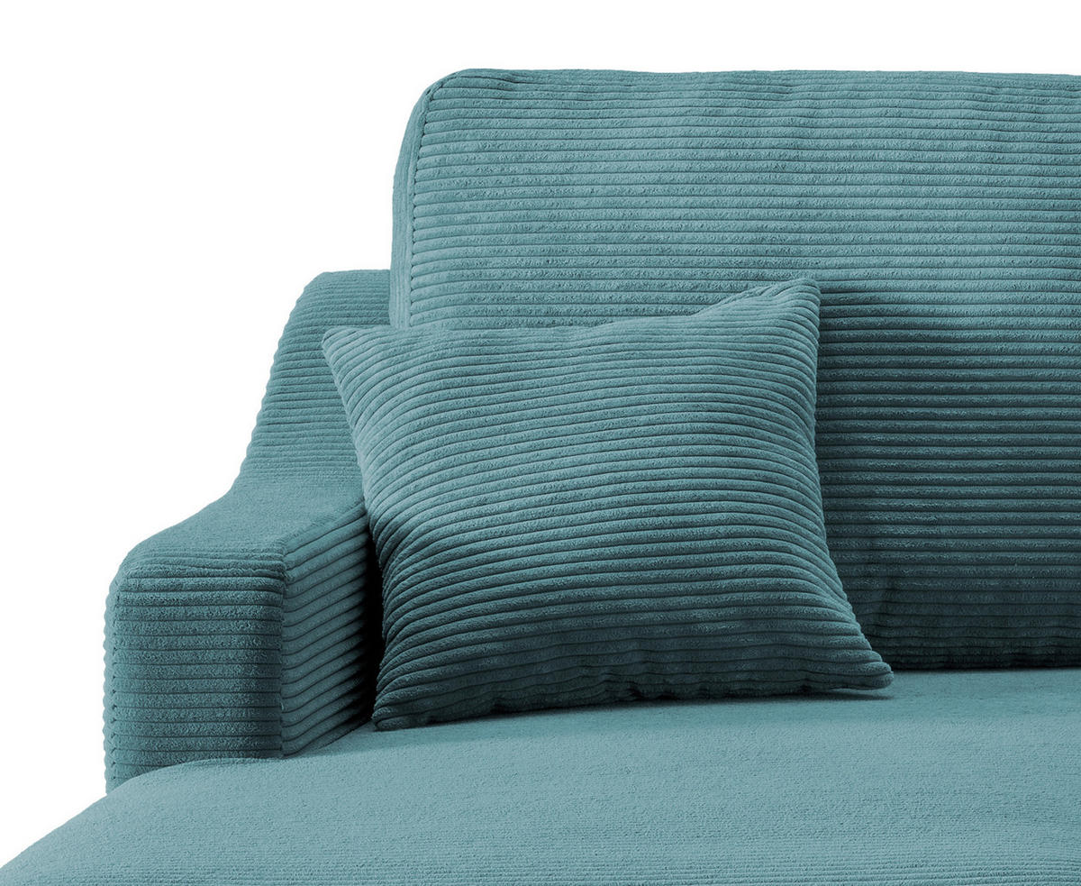 ECKSOFA in Cord Petrol  - Petrol/Naturfarben, Design, Holz/Textil (150/228cm) - P & B