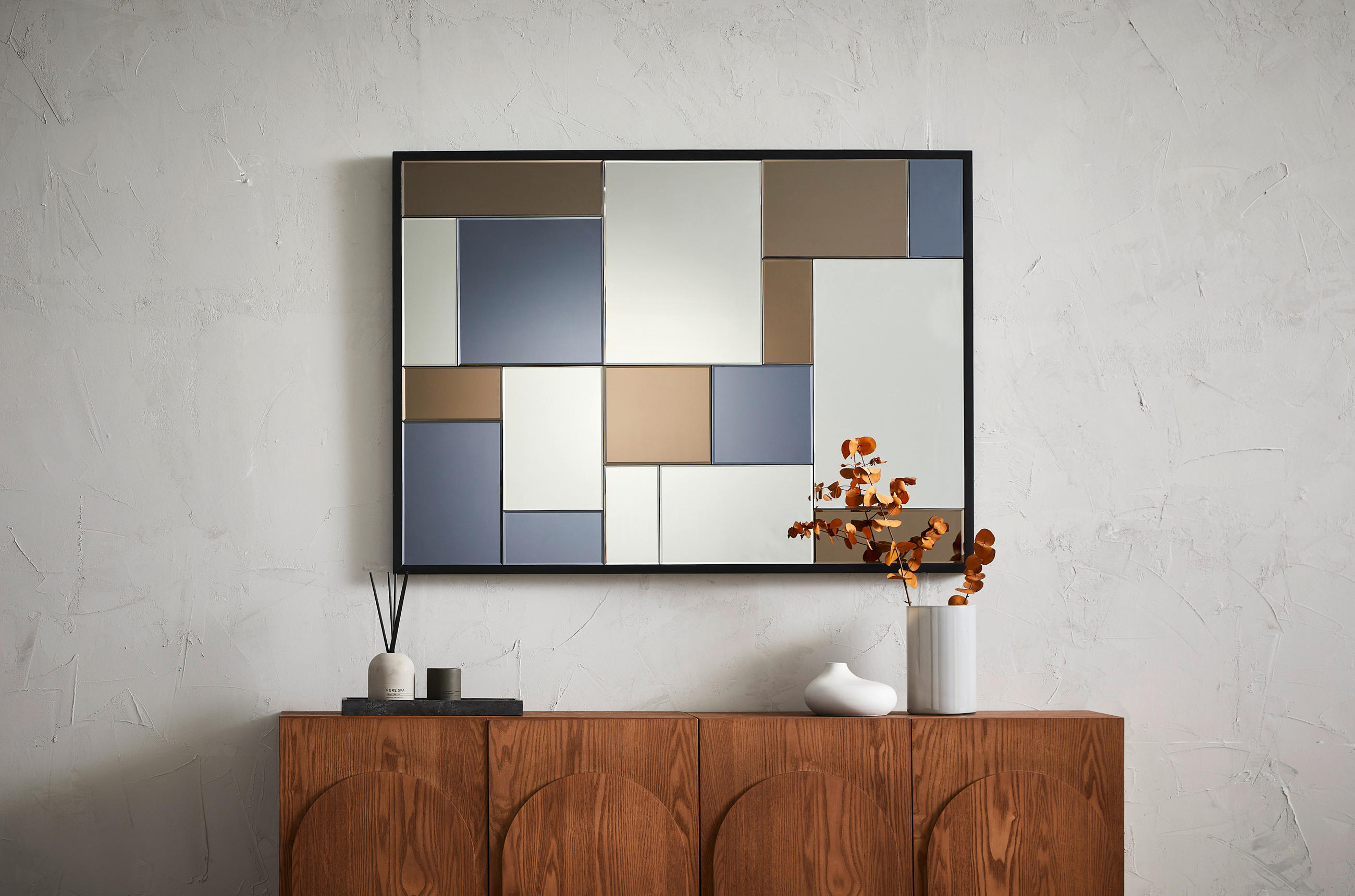 DEKOSPIEGEL - Klar/Dunkelgrau, Design, Glas/Holzwerkstoff (85/115/3,3cm) - MID.YOU