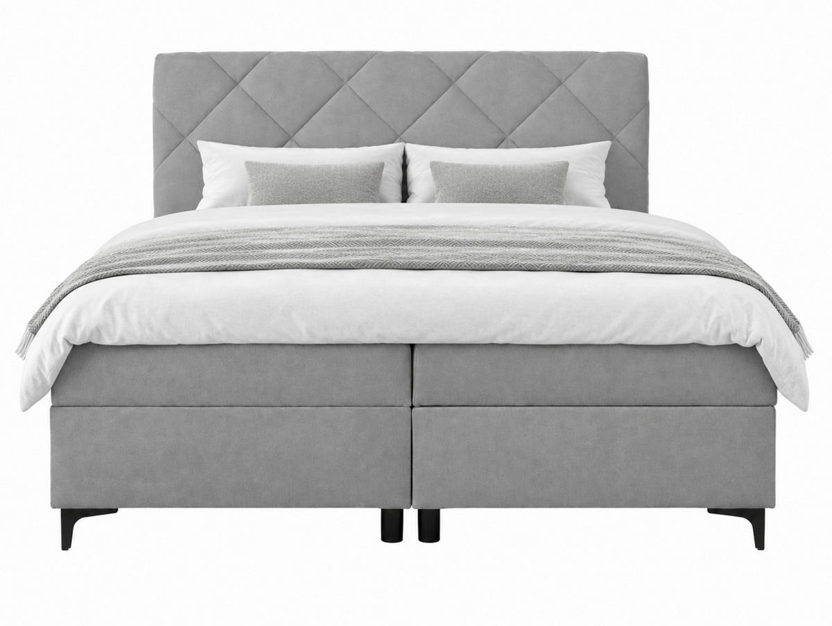 BOXBETT 180/200 cm,  in Grau, Bettkasten, Topper, H3 + H3 = fest  - Schwarz/Grau, MODERN, Holz/Textil (180/200cm) - MID.YOU