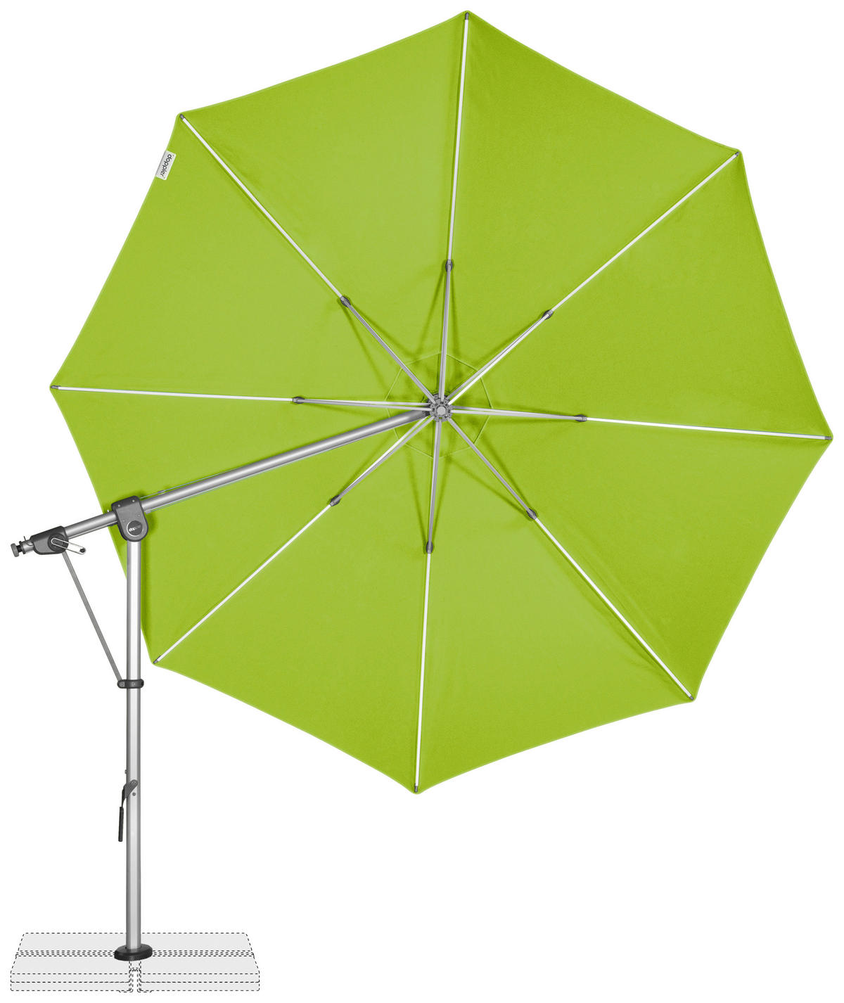AMPELSCHIRM 350 cm Smaragdgrün  - Smaragdgrün/Silberfarben, Basics, Textil/Metall (350/350cm) - Doppler