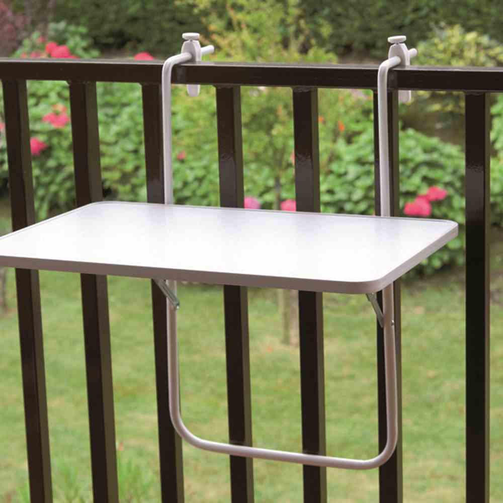 BALKONHÄNGETISCH Metall, Holzwerkstoff Weiß  - Weiß, Basics, Holzwerkstoff/Metall (40/60/20cm) - Gardenson