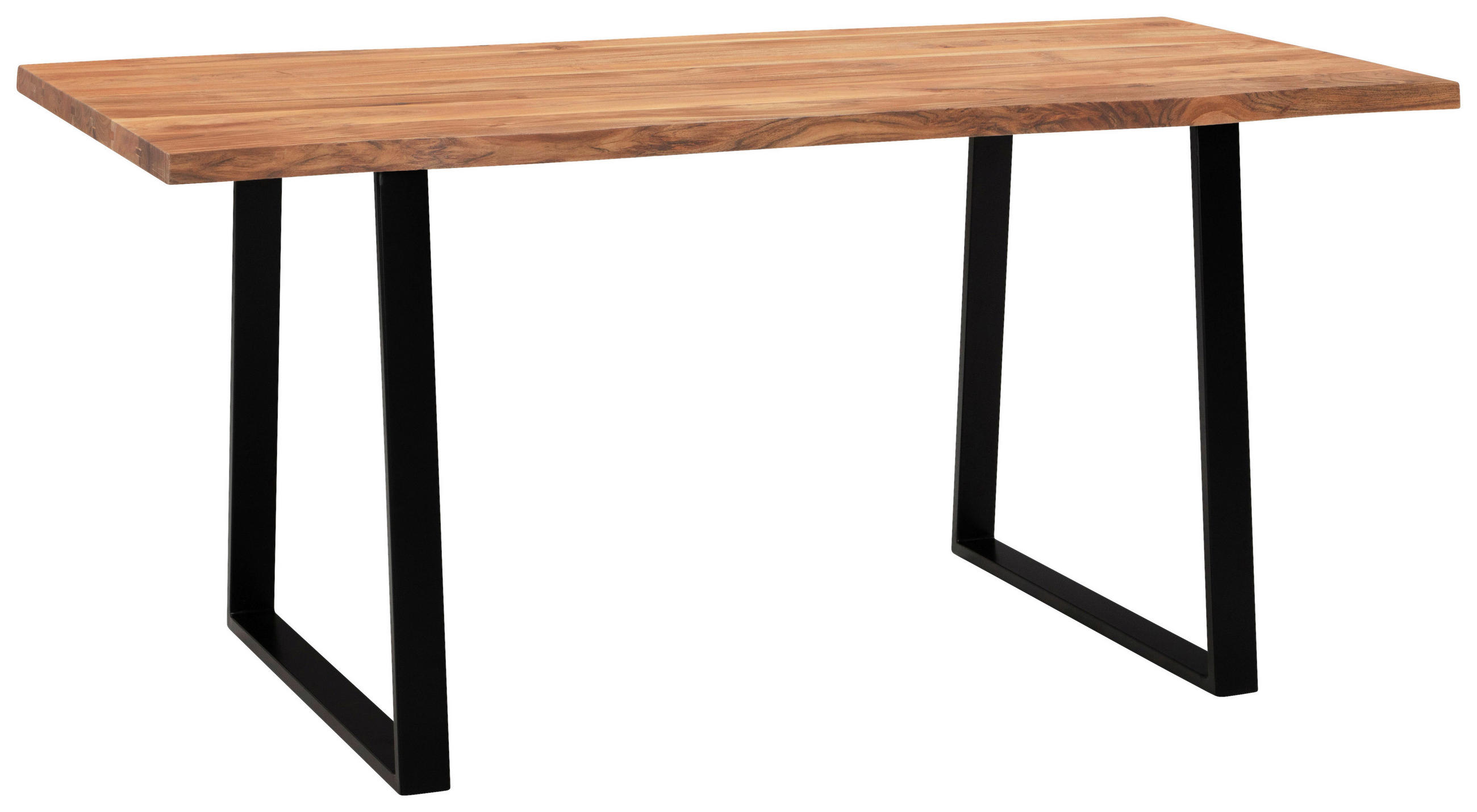 JEDILNA MIZA, masivno akacija barve akacije  - črna/barve akacije, Moderno, kovina/les (120/60/76cm) - MID.YOU