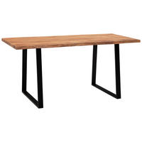 JEDILNA MIZA, masivno akacija barve akacije  - črna/barve akacije, Moderno, kovina/les (120/60/76cm) - MID.YOU