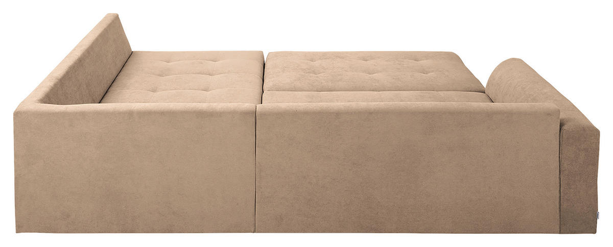 ECKSOFA inkl. Hocker Ariella Creme Mikrofaser  - Creme/Naturfarben, Design, Holz/Textil (161/231cm) - Livetastic