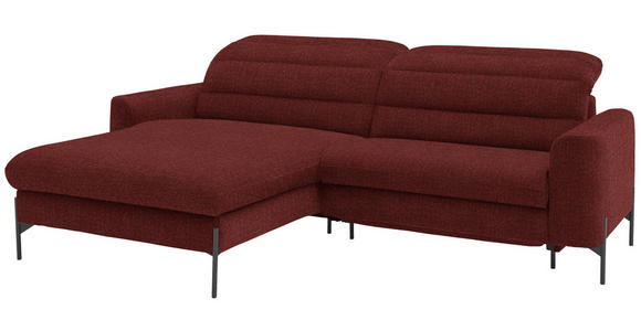 ECKSOFA in Flachgewebe Rot 191/252 cm - Rot/Schwarz, Design, Textil/Metall (191/252cm) - Dieter Knoll