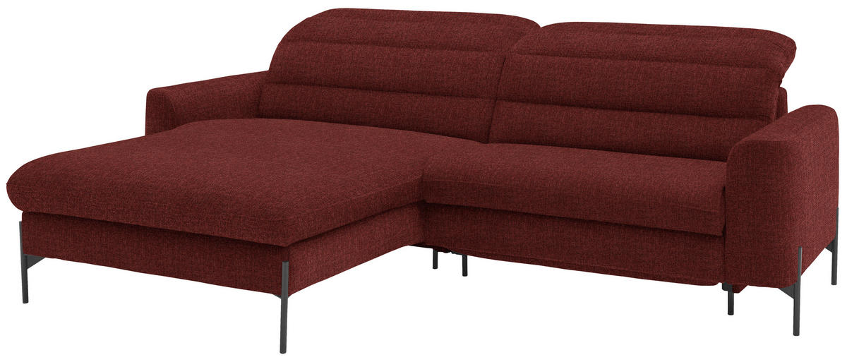 ECKSOFA in Flachgewebe Rot  - Rot/Schwarz, Design, Textil/Metall (191/252cm) - Dieter Knoll