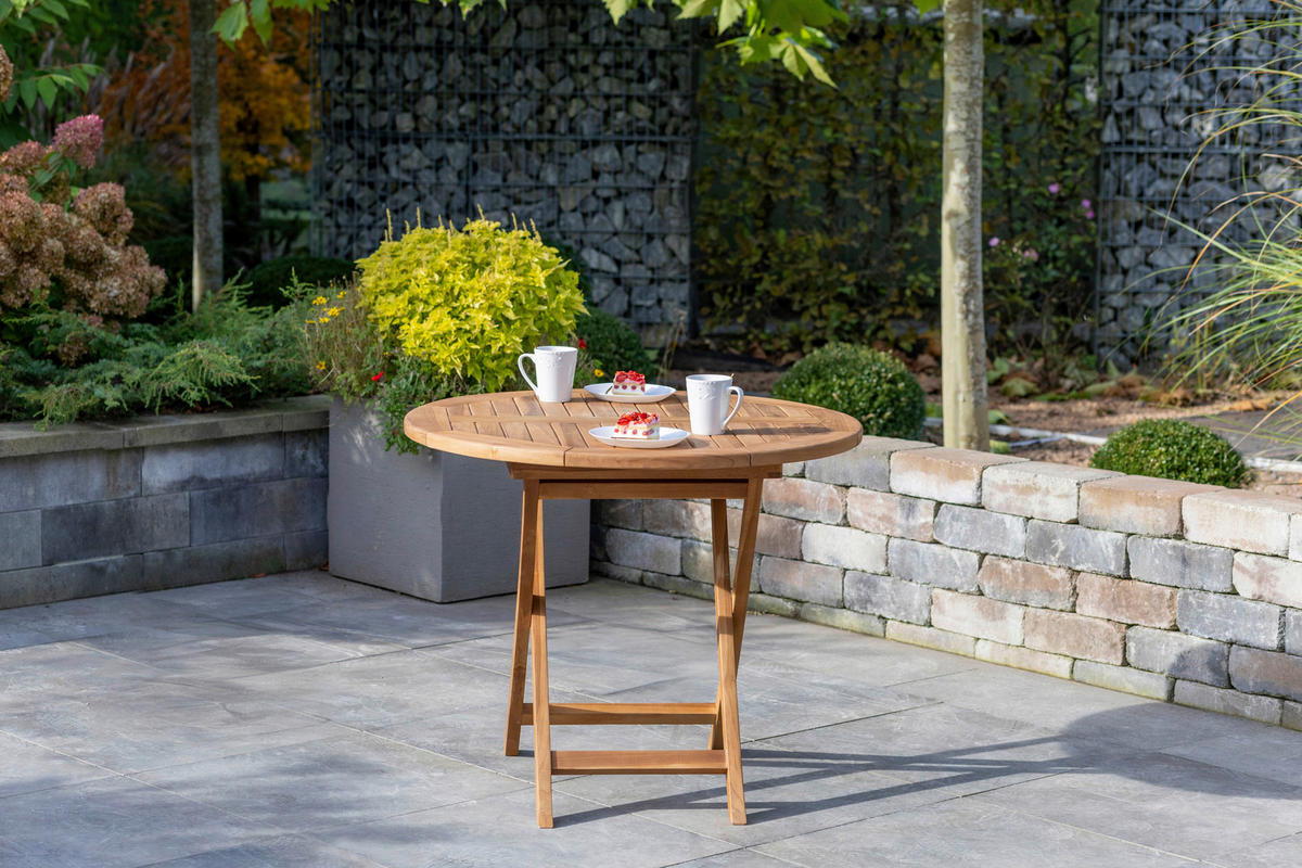 GARTENTISCH Holz rund  - Teakfarben, Basics, Holz (90/75cm) - Gardenson