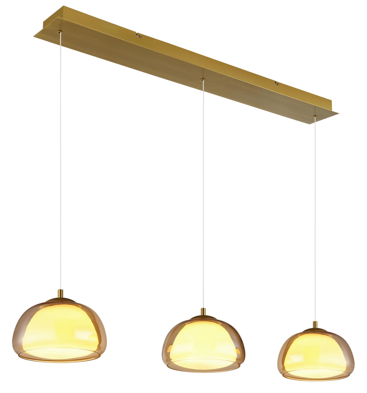 LED-HÄNGELEUCHTE 117/25/150 cm  - Transparent/Goldfarben, Design, Glas/Kunststoff (117/25/150cm) - Globo