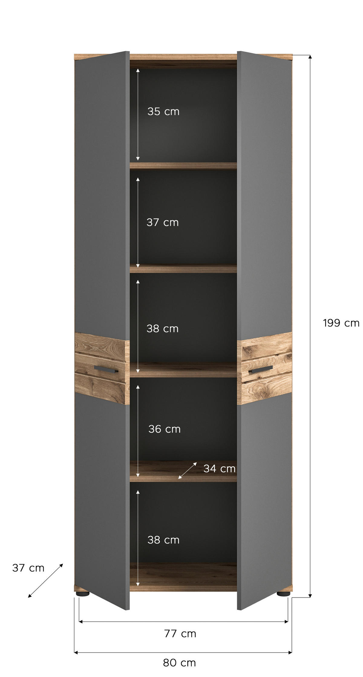 SKŘÍŇ NA ŠANONY,  - kompozitní dřevo (80/199/37cm) - MID.YOU