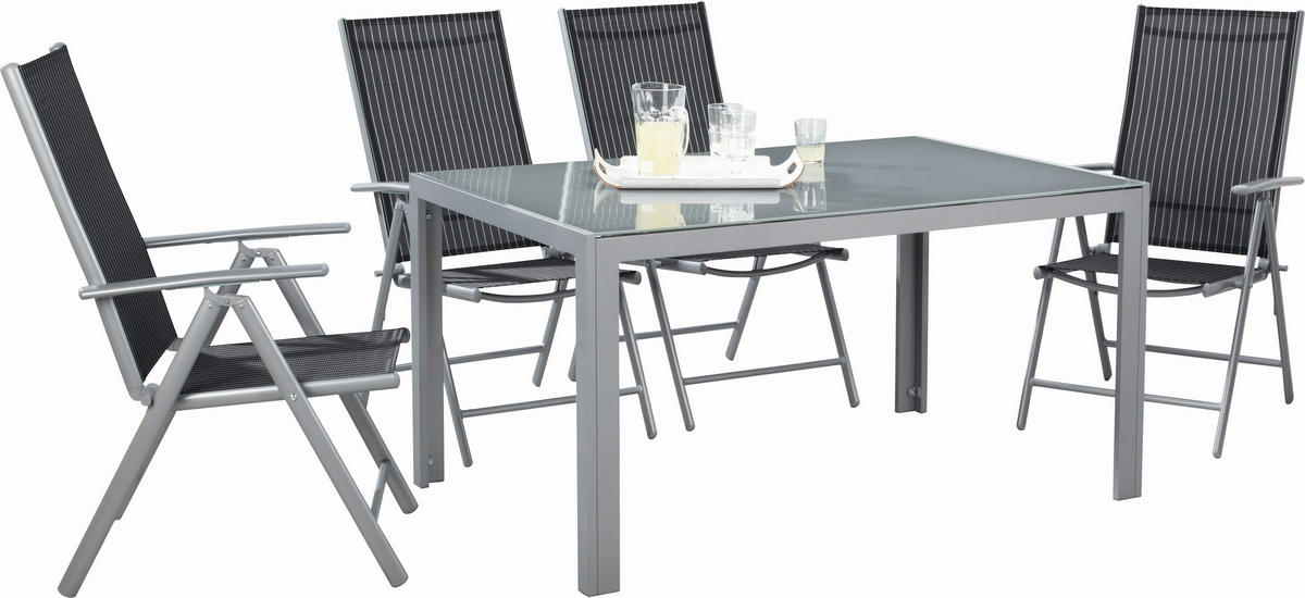 VRTNA SKLOPIVA STOLICA  crna, srebrne boje, bijela  metal, tekstil      - bijela/srebrne boje, Basics, metal/tekstil (56/106/64cm) - Ambia Garden