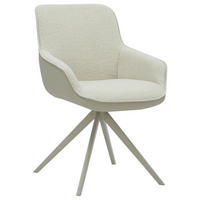 ARMLEHNSTUHL  in Eisen Lederlook, Bouclé  - Creme/Grau, Design, Textil/Metall (58/85/63cm) - Stylife