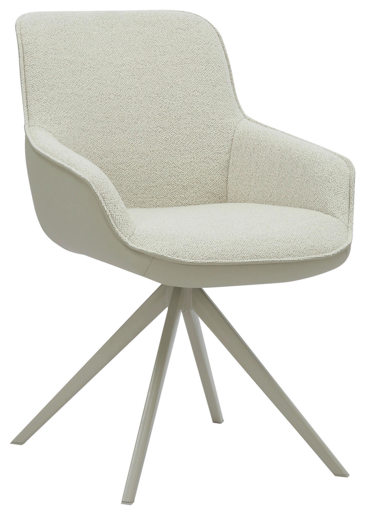 ARMLEHNSTUHL  in Eisen Lederlook, Bouclé  - Creme/Grau, Design, Textil/Metall (58/85/63cm) - Stylife