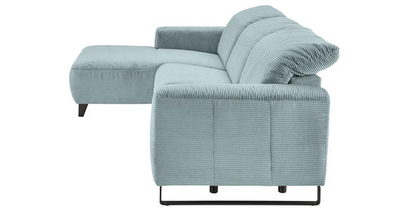 ECKSOFA  in Cord Hellblau  180/266 cm  - Schwarz/Hellblau, KONVENTIONELL, Textil/Metall (180/266cm) - Hom`in