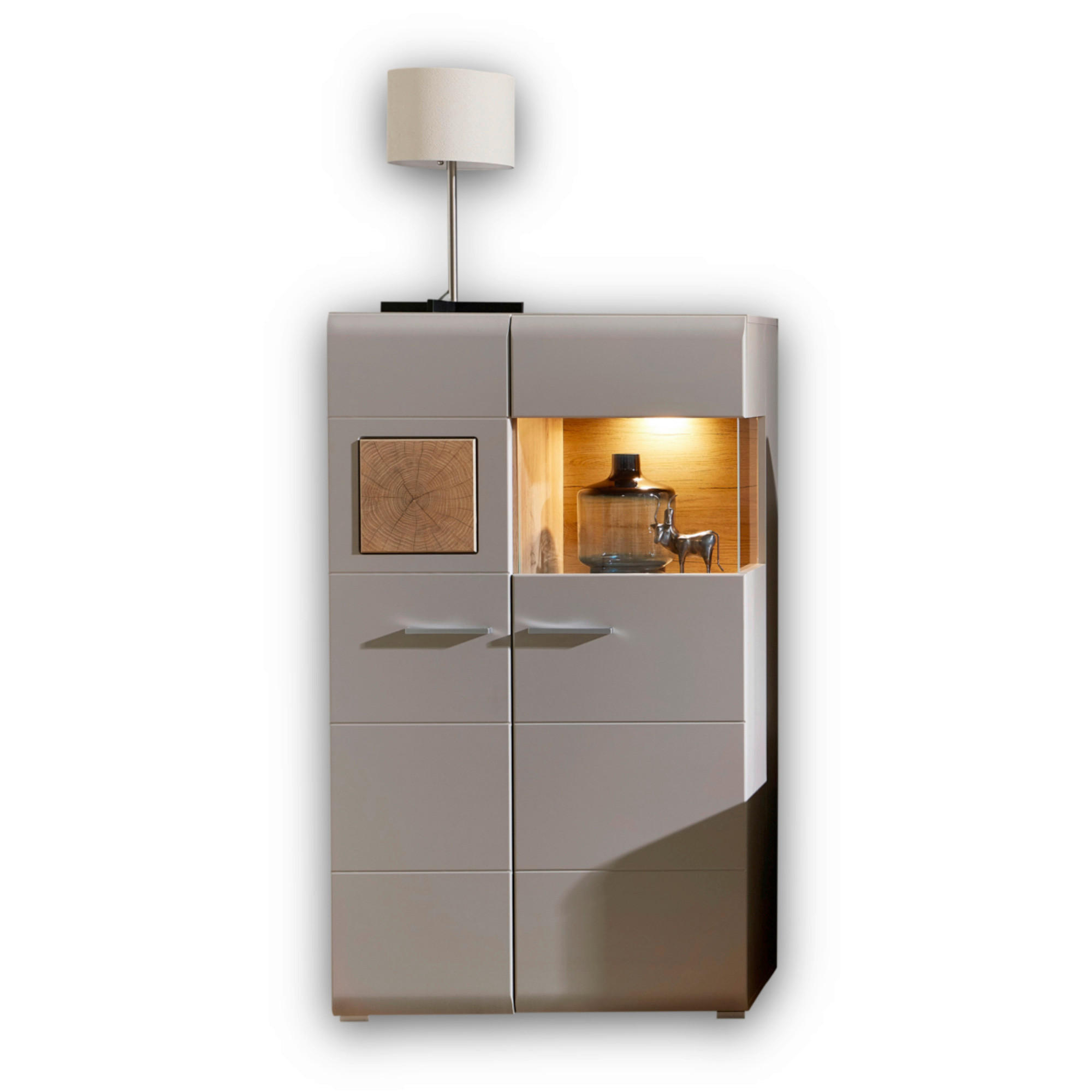 VITRÍNA, farba duba, 80/139/37 cm - farba duba/chrómová, Design, kov/kompozitné drevo (80/139/37cm) - Hom`in