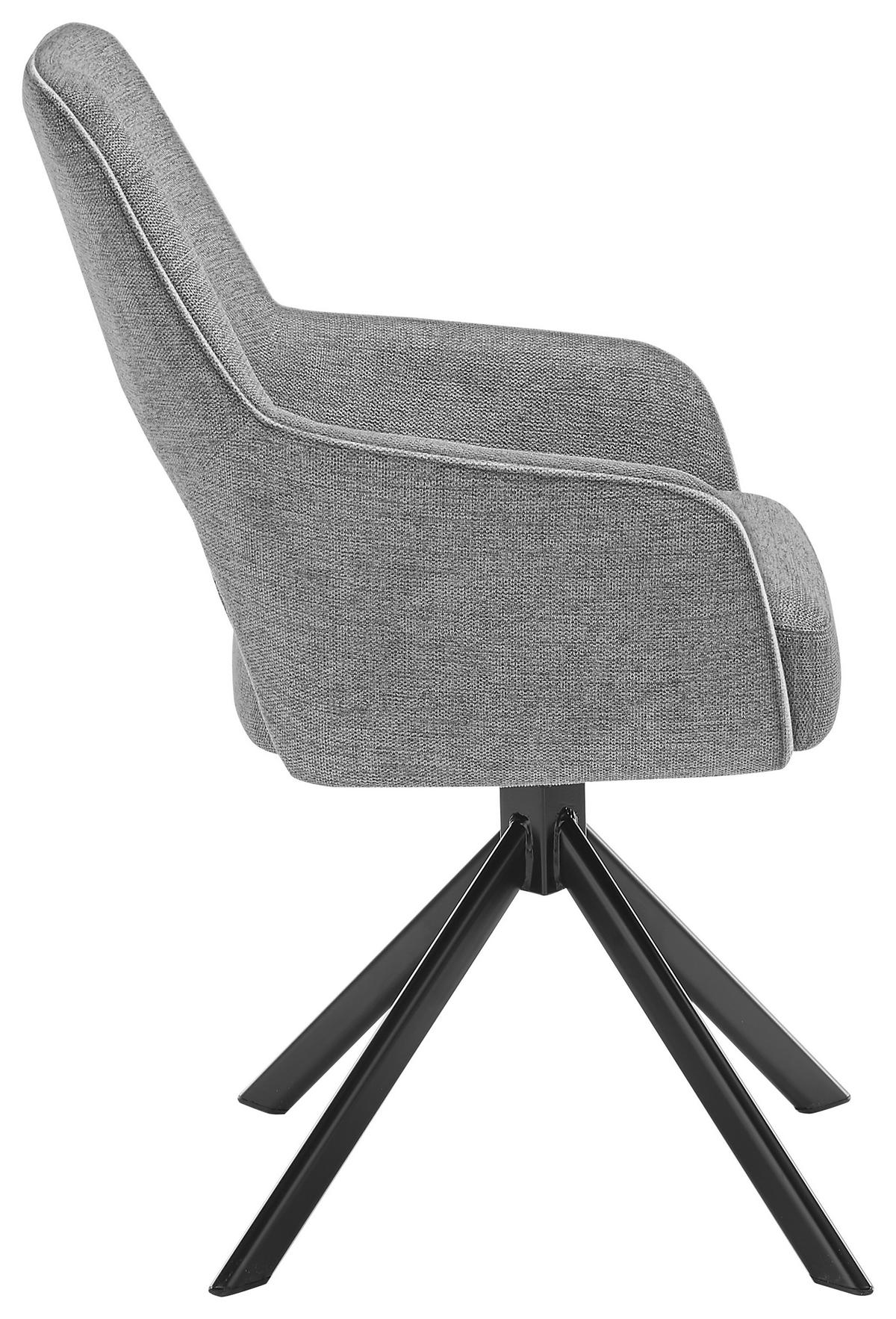 ŽIDLE S PODRUČKAMI, železo, šedá, černá - šedá/černá, Design, kov/textil (58/89/62cm) - SetOne by Musterring